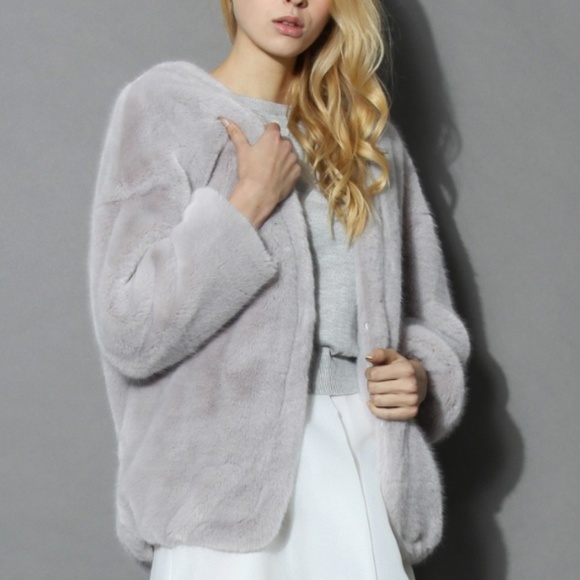 Chicwish Jackets & Blazers - LAST ONE!Cozy Faux Fur Coat in Silver with Pockets